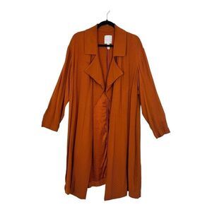 Leith Womens Size XL Orange Polka Dot Trench Coat